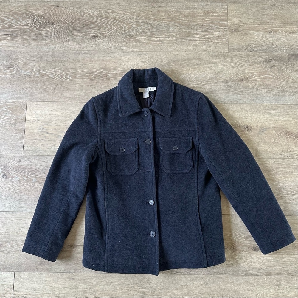 Vintage J. Crew Wool Navy Blue Coat Sz Small